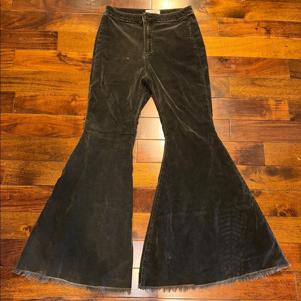 We The Free Brown/Gray Flare Corduroy Jeans with raw hem sz 28